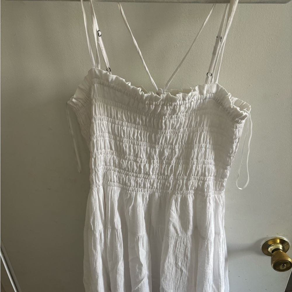 Chic White Smocked Maxi Dress